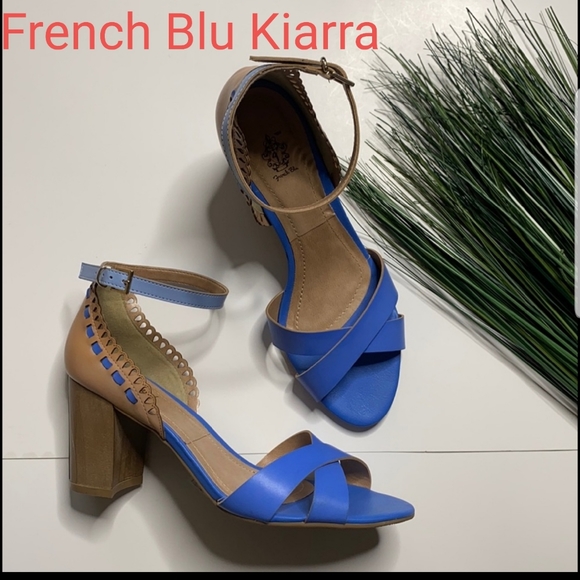 IN SEARCH OF French Blu Kiarra Sandal Heels in Blue/Beige 7.5 or 8. NOT FOR SALE - Picture 1 of 2